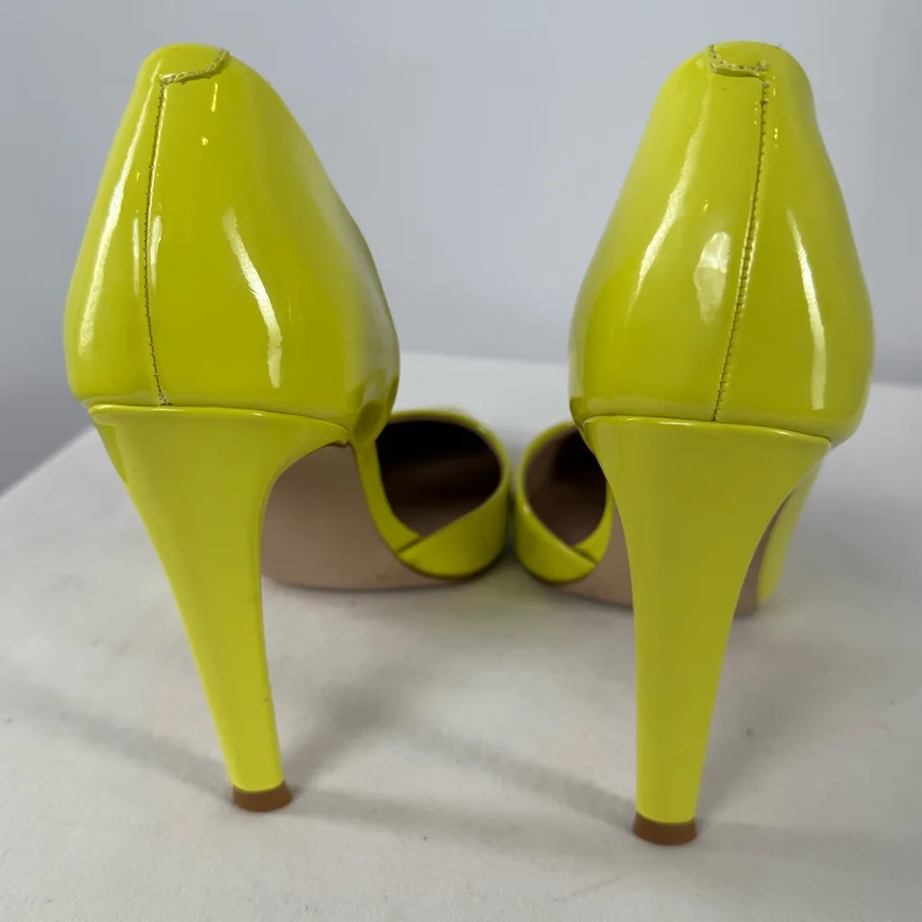 Steve Madden Vegan Patent Leather Point Toe Heels in Bright Yellow Size 8 - Image 5