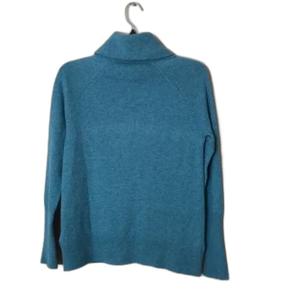 Max studio blue pullover turtle neck 100% 2 ply cashmere sweater top small - Image 9