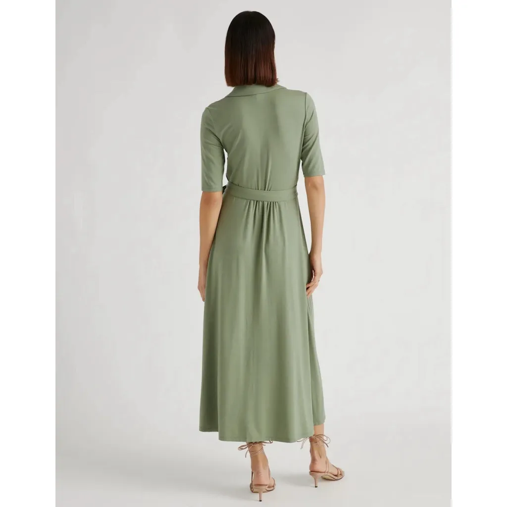 Quince NWOT Tencel Jersey Midi Wrap Dress Sage Green Medium Capsule Minimalist - Image 2