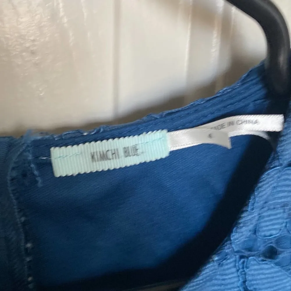 Urban Outfitters Kimchi Blue Floral Lace Shorts Romper Blue Zip Up EUC Sz 4 - Image 4