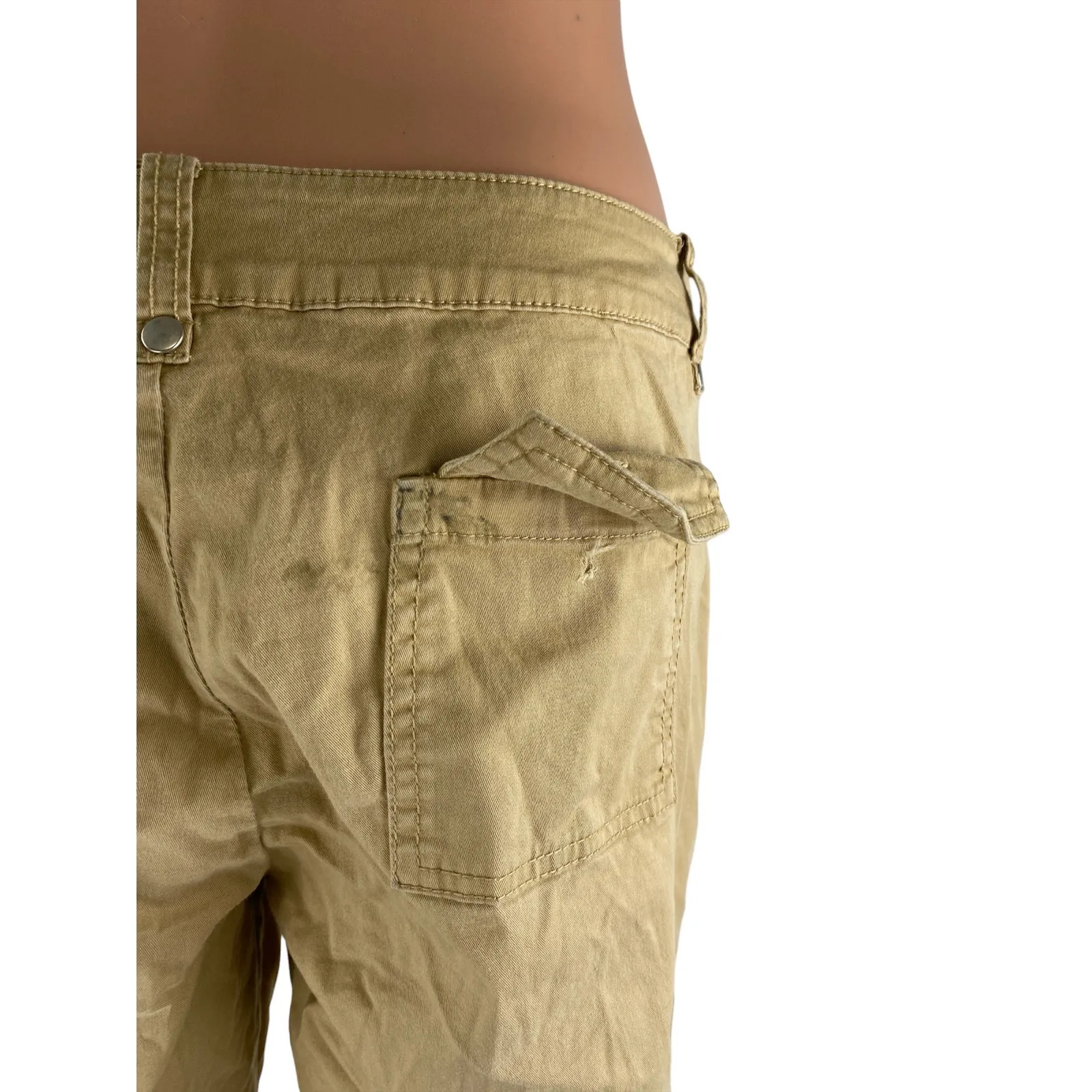 I.AM.GIA Women's Tan Khaki Ruched High Rise Utility Straight Cargo Pants Size M - Image 4