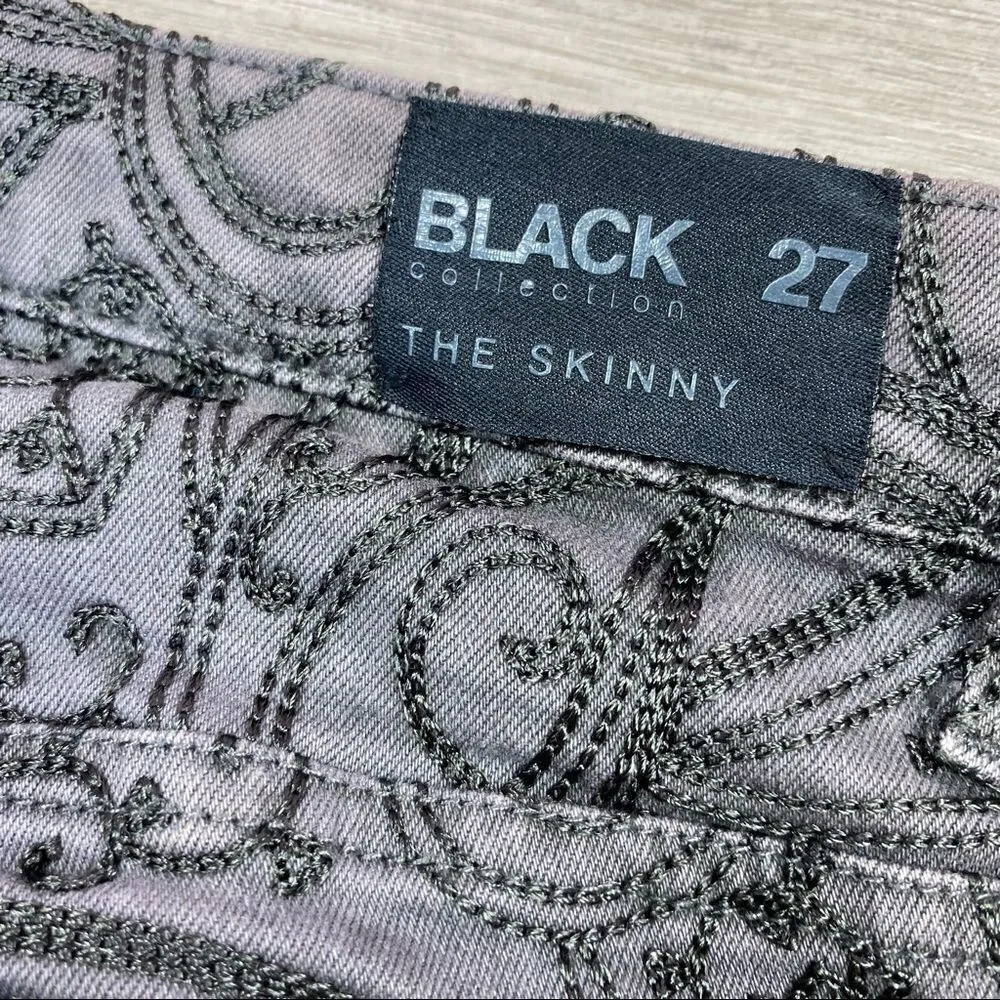 Joes Jeans Gracie Paisley Embroidered Black Collection Jeans Gray Black Size 27 - Image 7