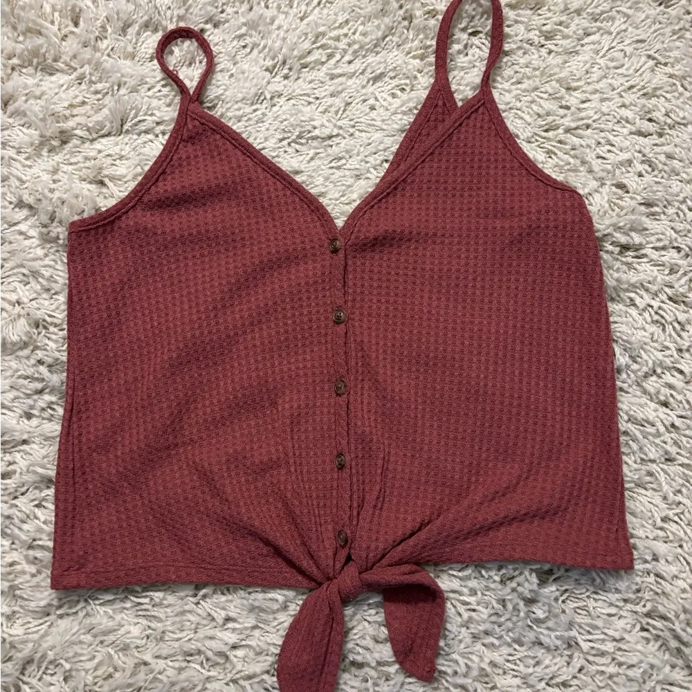 Wild Fable  Rust Cropped Women's Button-Down Tie-Front Spaghetti Strap Size M - Image 9