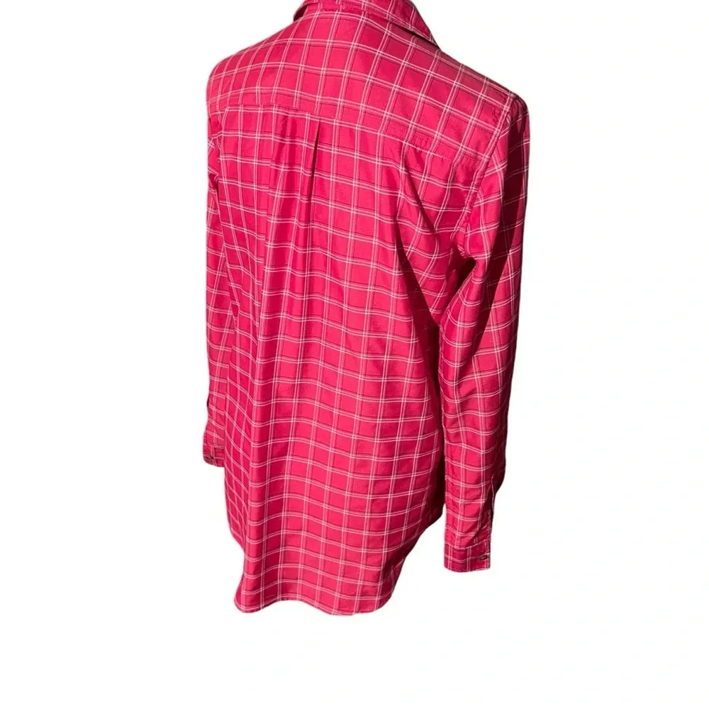 Eddie bauer classic fit pink plaid collared button up women’s medium - Image 5