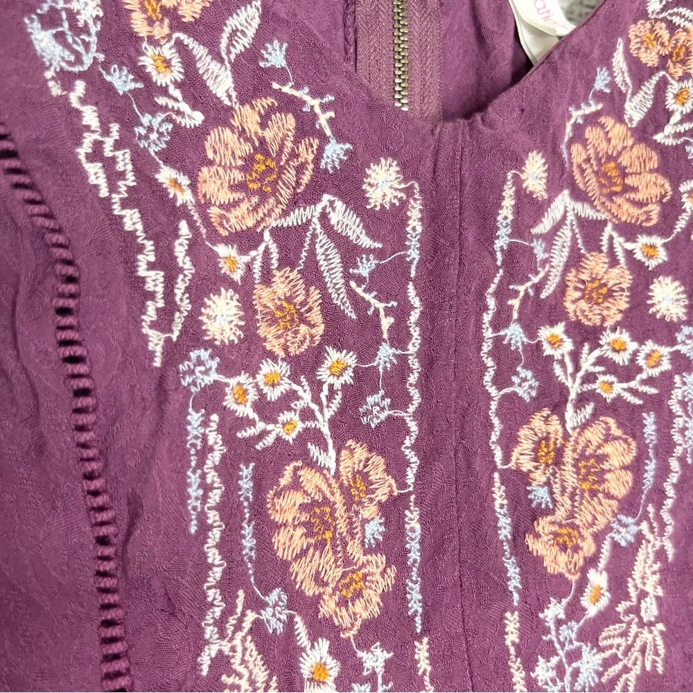 Burgundy Purple & Peach Boho Embroidered Romper
Size Medium - Image 3
