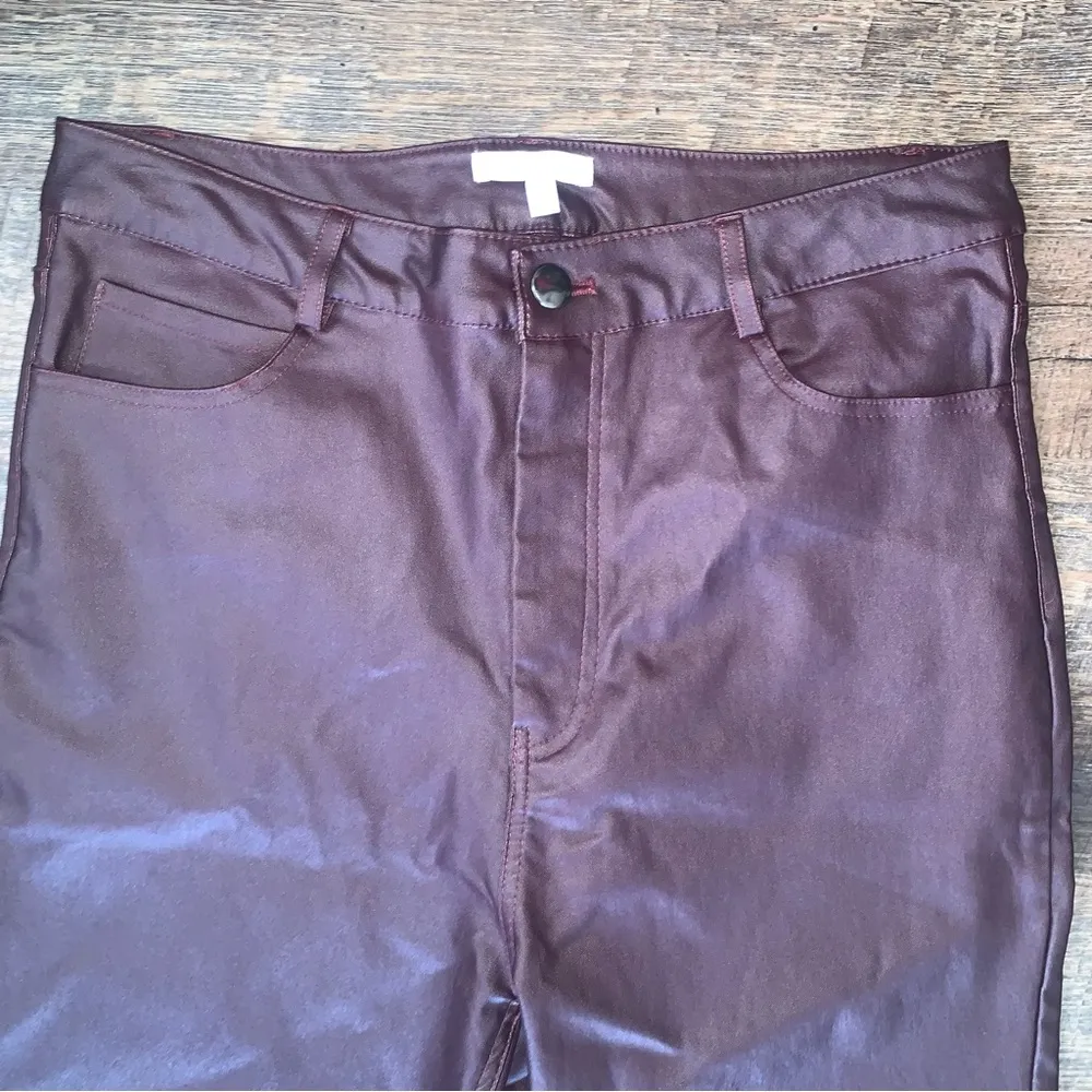 Gianni Binni Burgundy/Wine Faux Leather Pants Size 13 - Image 3