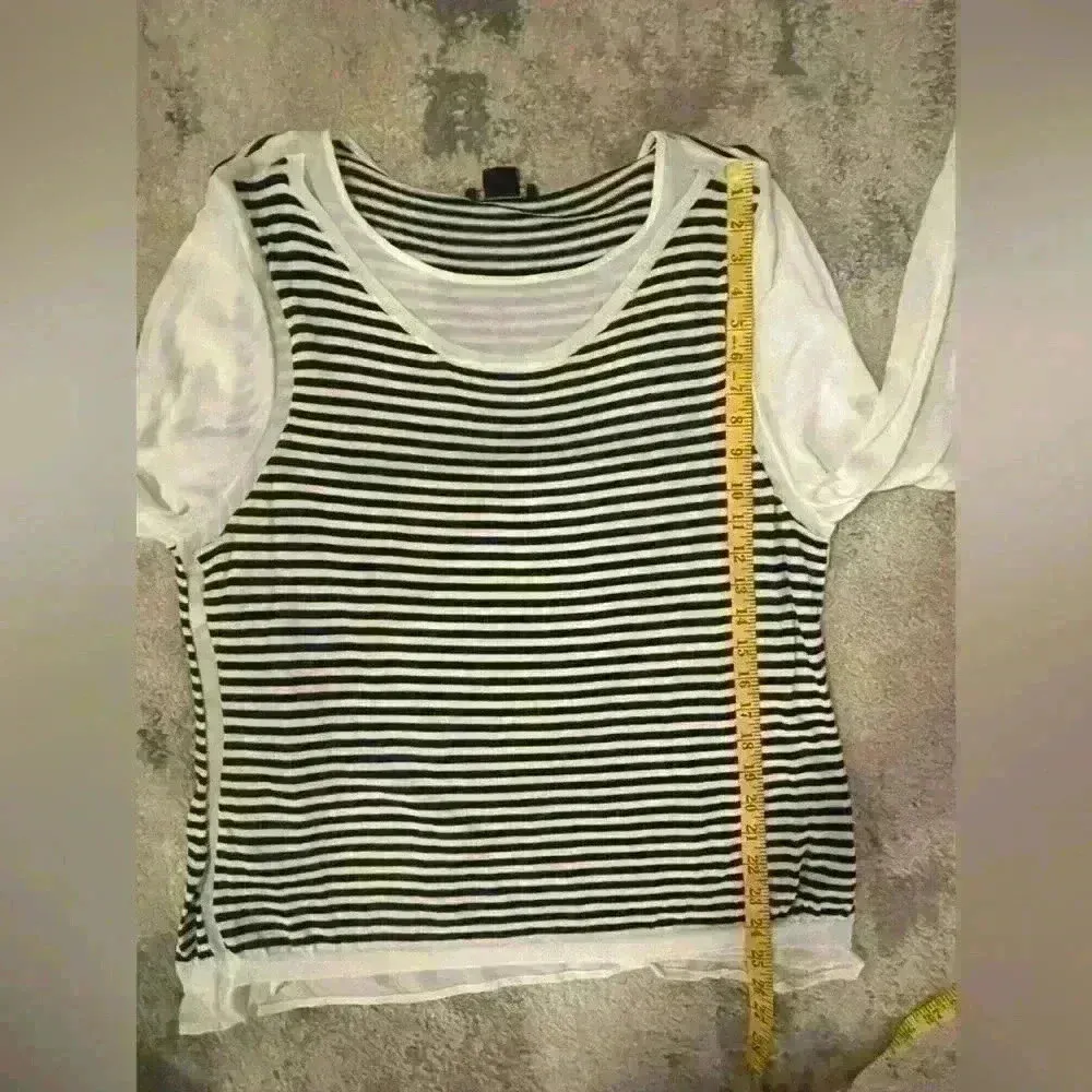 Women’s Black&White Striped Paperwhite Top Black Size XL - Image 6