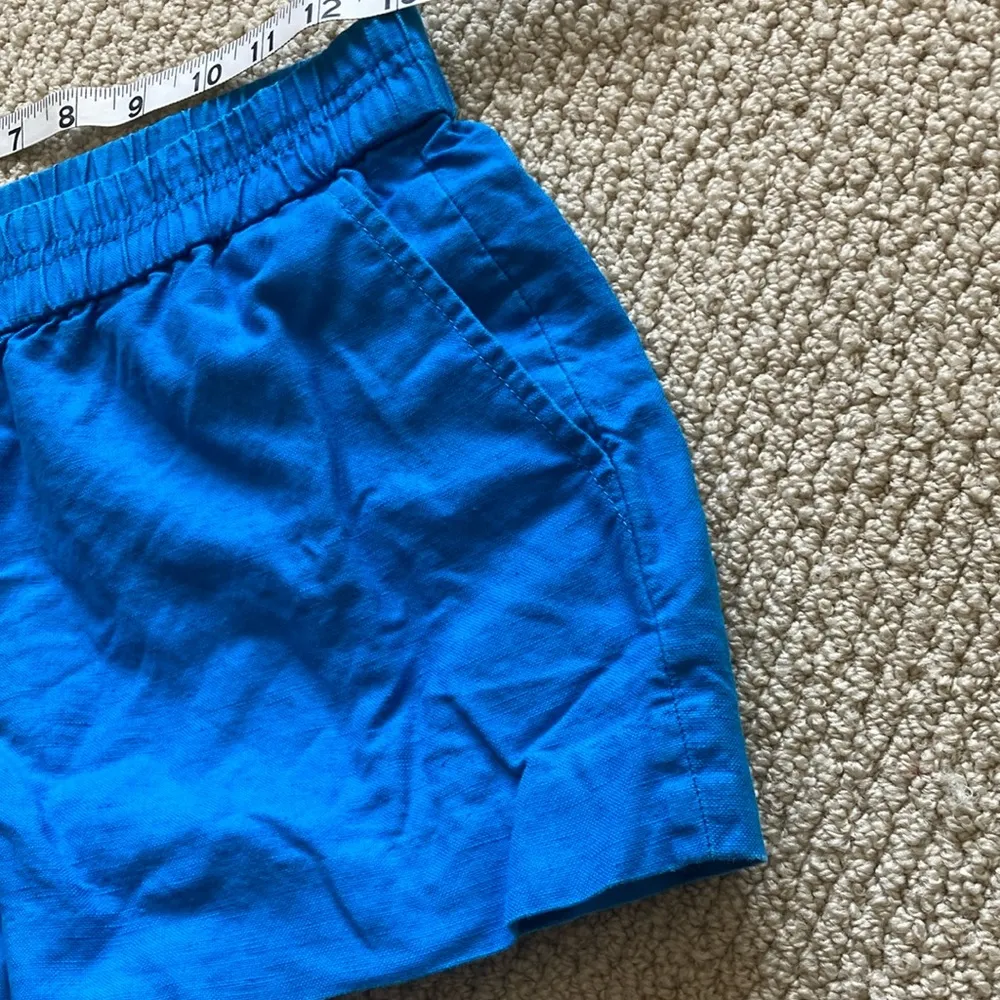 J. Crew Bright Blue Linen Cotton Blend Shorts Size 2 Casual Preppy Stretchy EUC - Image 4