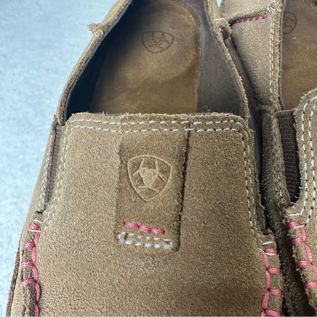 Ariat Women’s Cruiser Size 7.5 Tan Suede Pink Slip On Loafer Flat Casual - Image 7