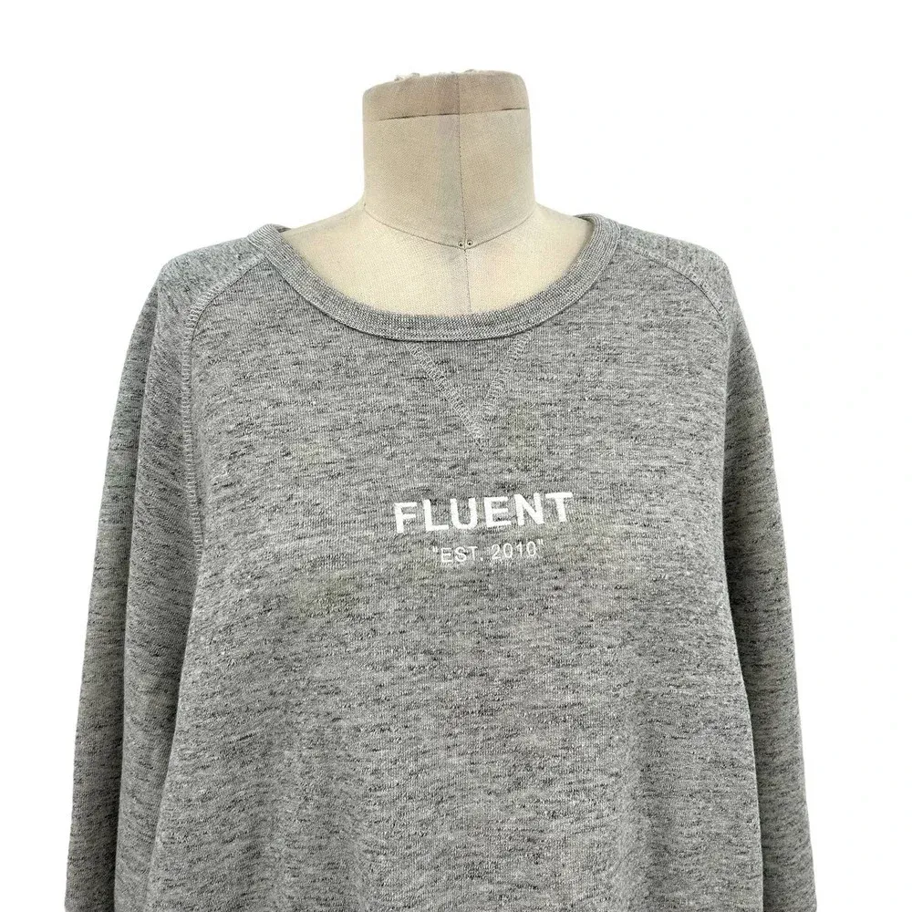 Marine Layer Heather Gray Fluent Crew Neck Pullover Sweatshirt‎ Size Large - Image 2