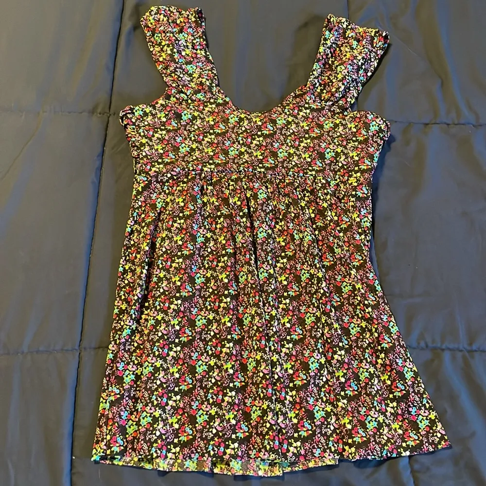 splatter floral wide strap tank top - Image 6