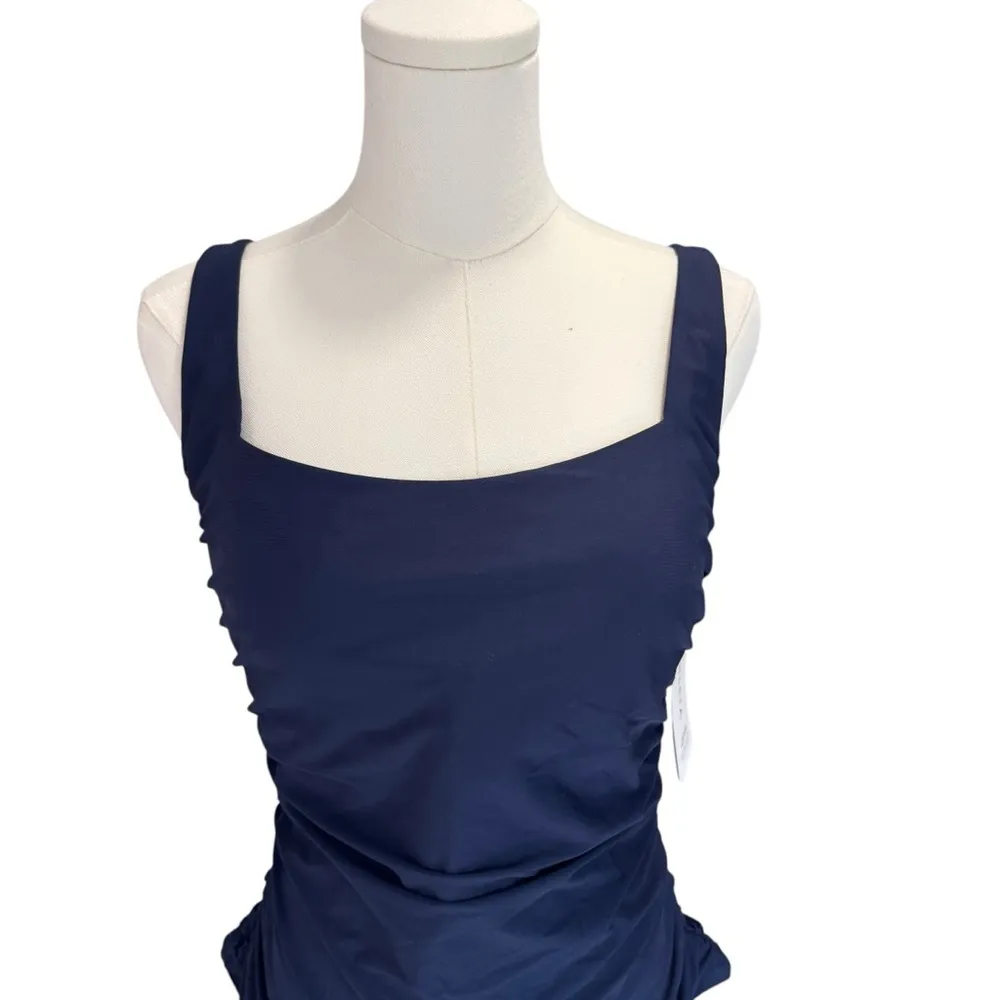 Athleta - NWT Square Neck Bra Cup Swim Tankini Top Navy Blue NWT Ruching 38B/C - Image 4
