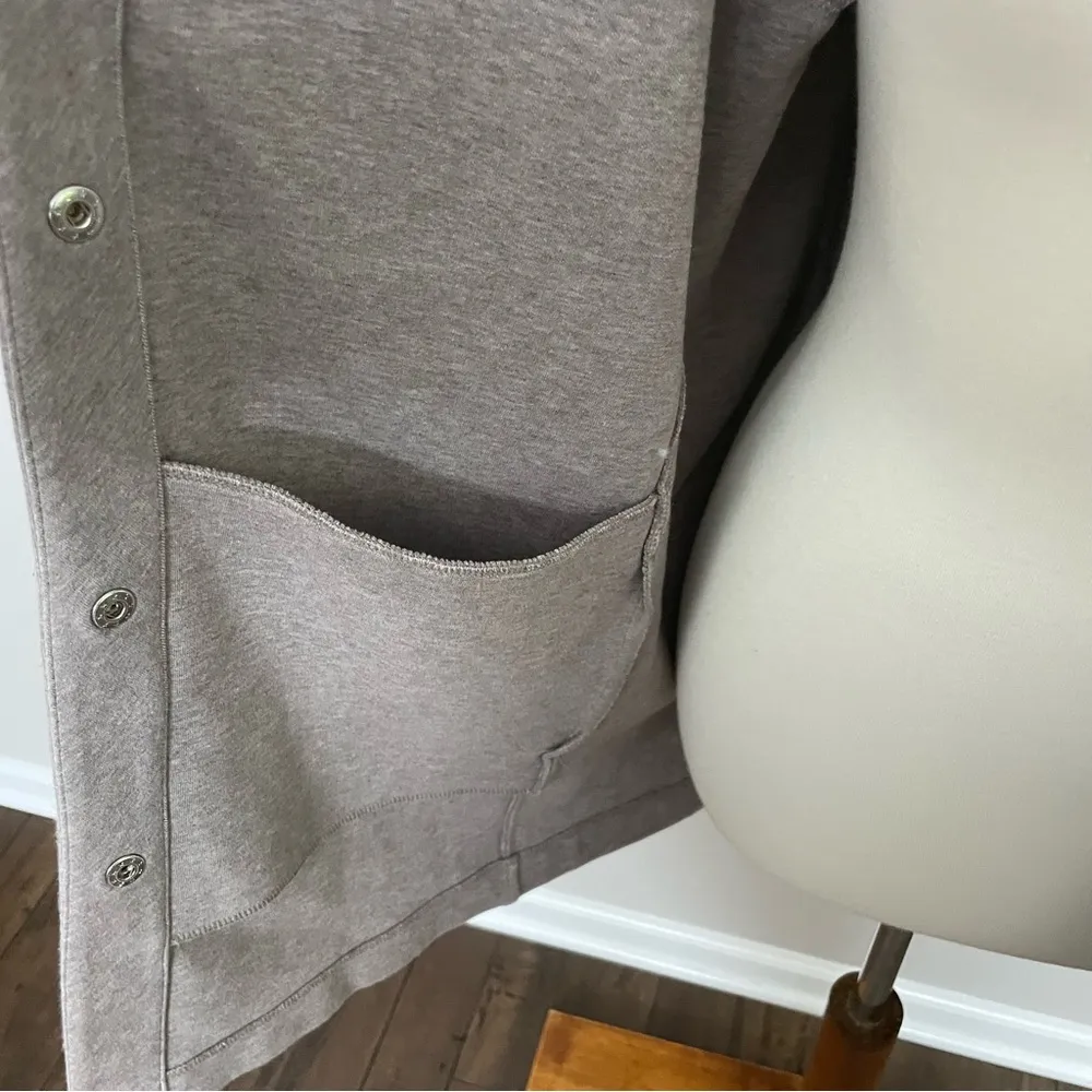 J Jill Pure Jill Cardigan Jacket Ponte Knit Jersey Snap Closure Pockets Beige - Image 13