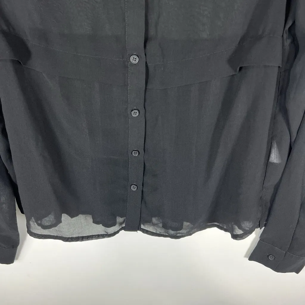 Modern Citizen Button Up Sheer‎ Black Blouse Women’s Size Small Minimalist - Image 3