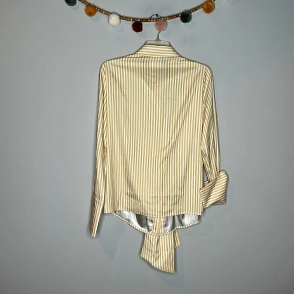 C/MEO Collective gold striped button down tie blouse - Image 4