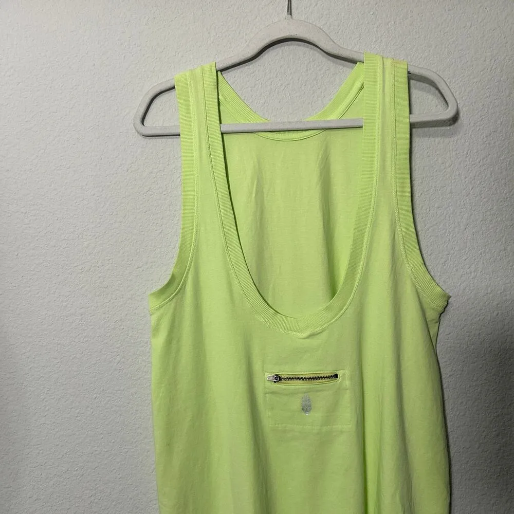 NEW Free People Hot Shot Tunic Tank Lighting Lime Green Oversize Sm Athleisure - Image 7