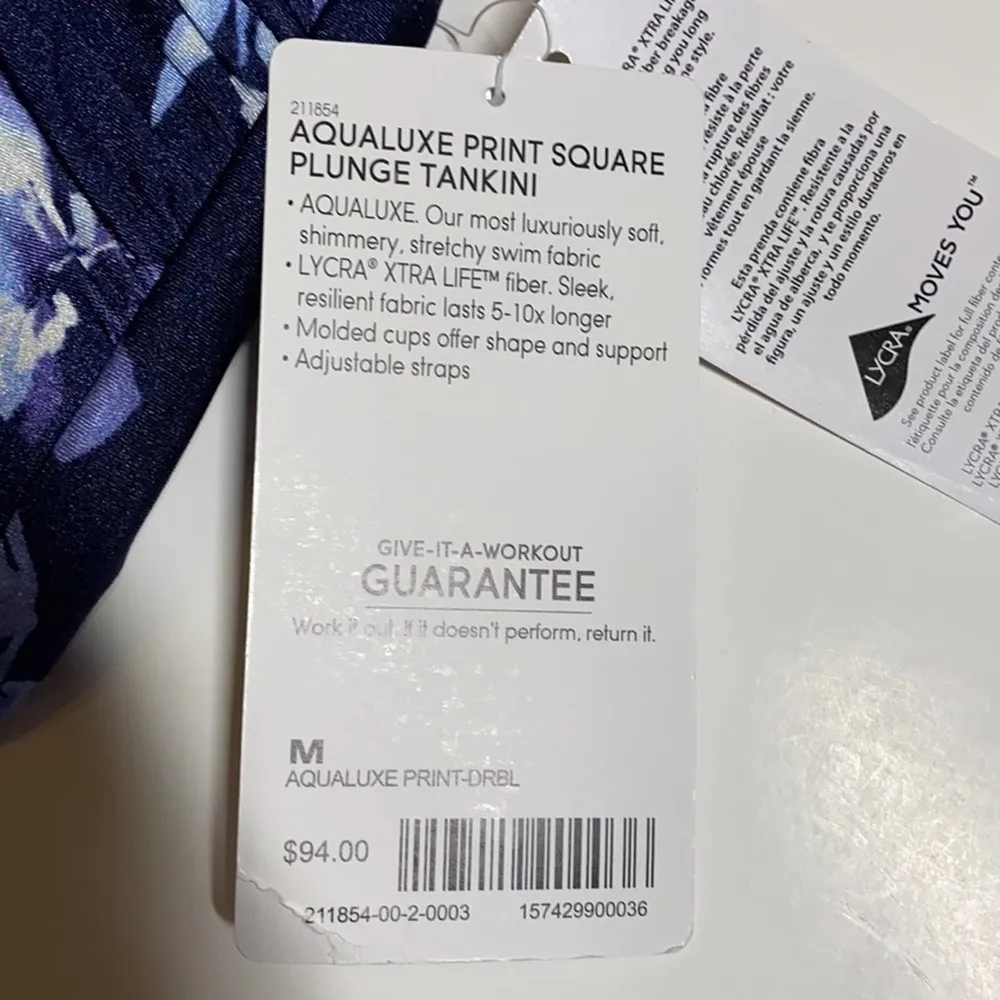 Athleta Periwinkle Purple Aqualuxe Square Neck Plunge Tankini Top - Image 7