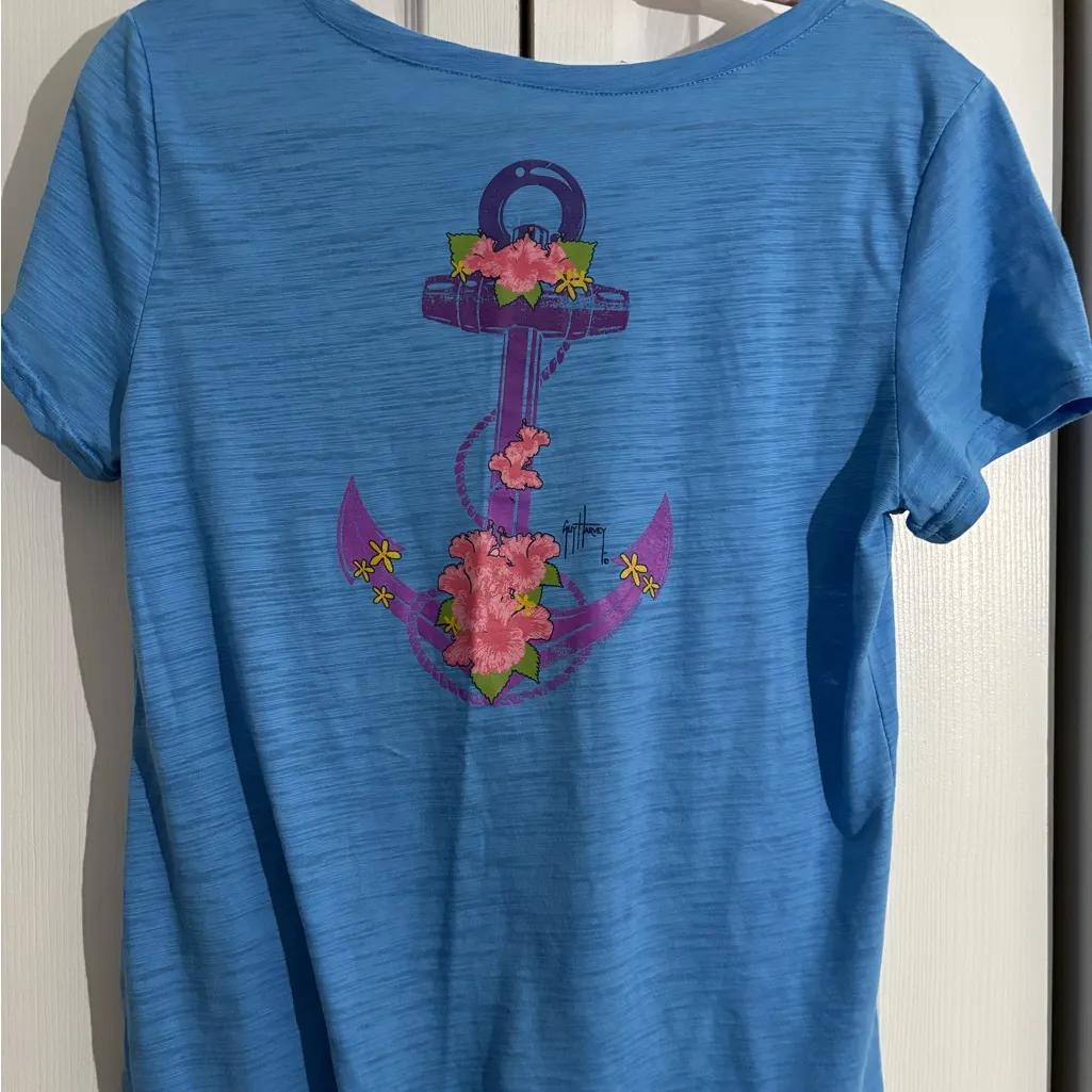 Guy Harvey Women’s Blue V-Neck T-Shirt – Size Medium – Excellent Condition - Image 4