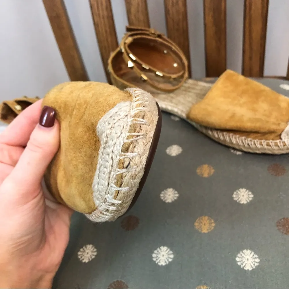 Schutz | Studded Suede Leather Espadrille Ankle Wrap Flat Sandals Size 8 - Image 10