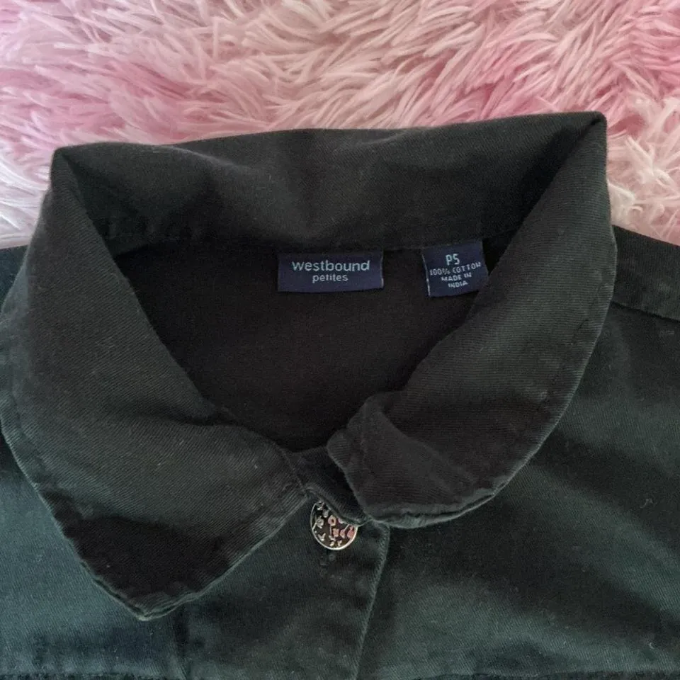 Westbound‎ Petites Jacket Small Black Cotton 3/4 Sleeve Button Front - Image 3