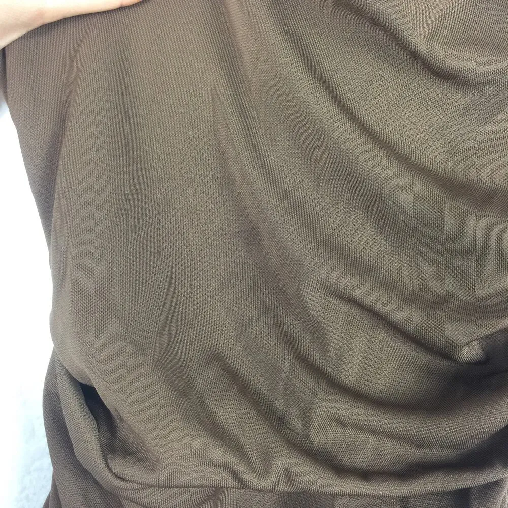 Zara Brown Asymmetric Draped Cut Out Ruched Mini Dress Size XS 7733/075 - Image 9