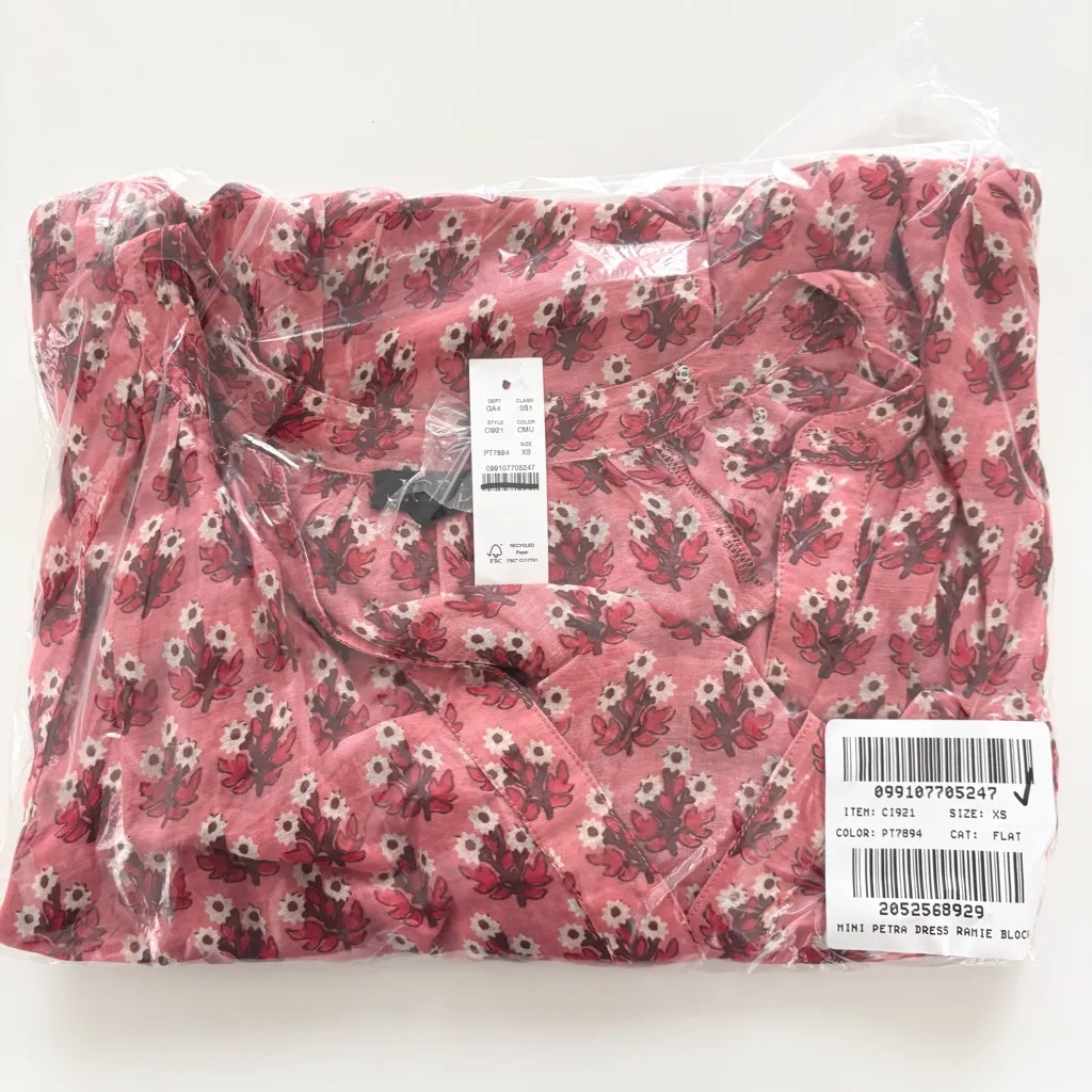 NWT J. Crew Cabana Mini Dress Block-print Ramie Coral Multi - Image 5