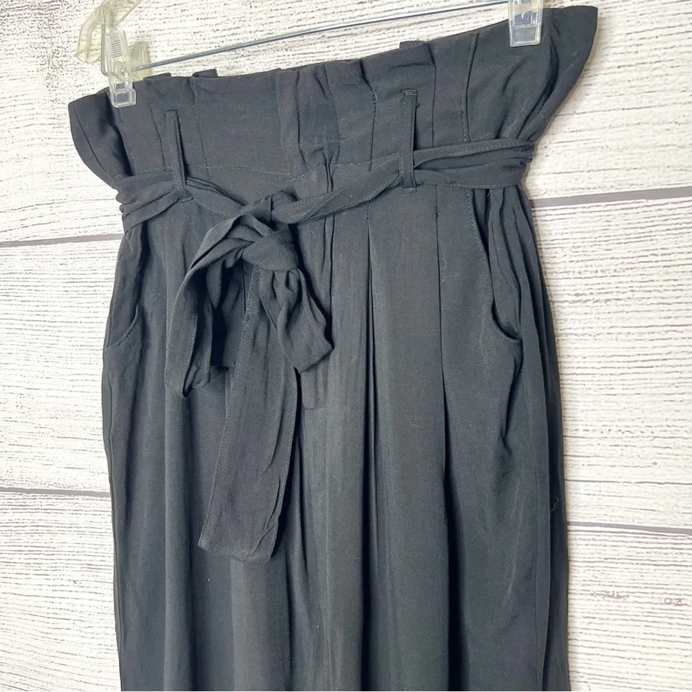 Indigo Rein Black High-Waisted Paper Bag Pants Size 7 - Image 3