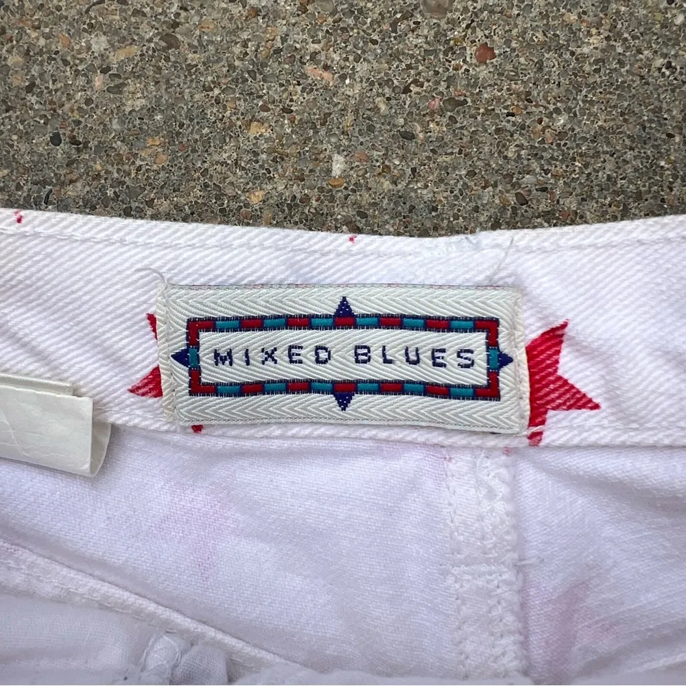 Vintage 90s Mixed Blues America Fourth of July Star Spangled Jean Shorts Size 23 - Image 4