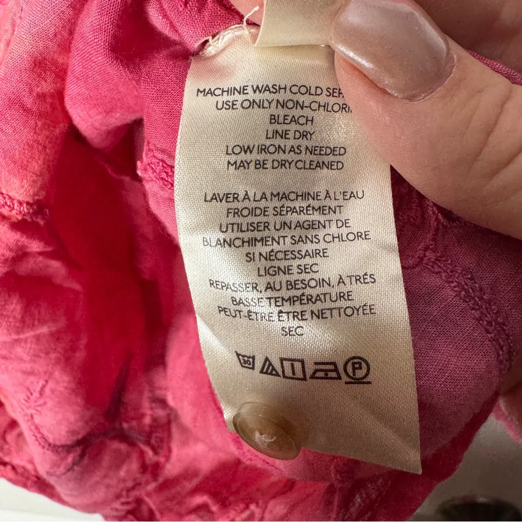 PILCRO ANTHROPOLOGIE The Cate‎ Classic Buttondown Space Dye Pink Embroidery XS - Image 8