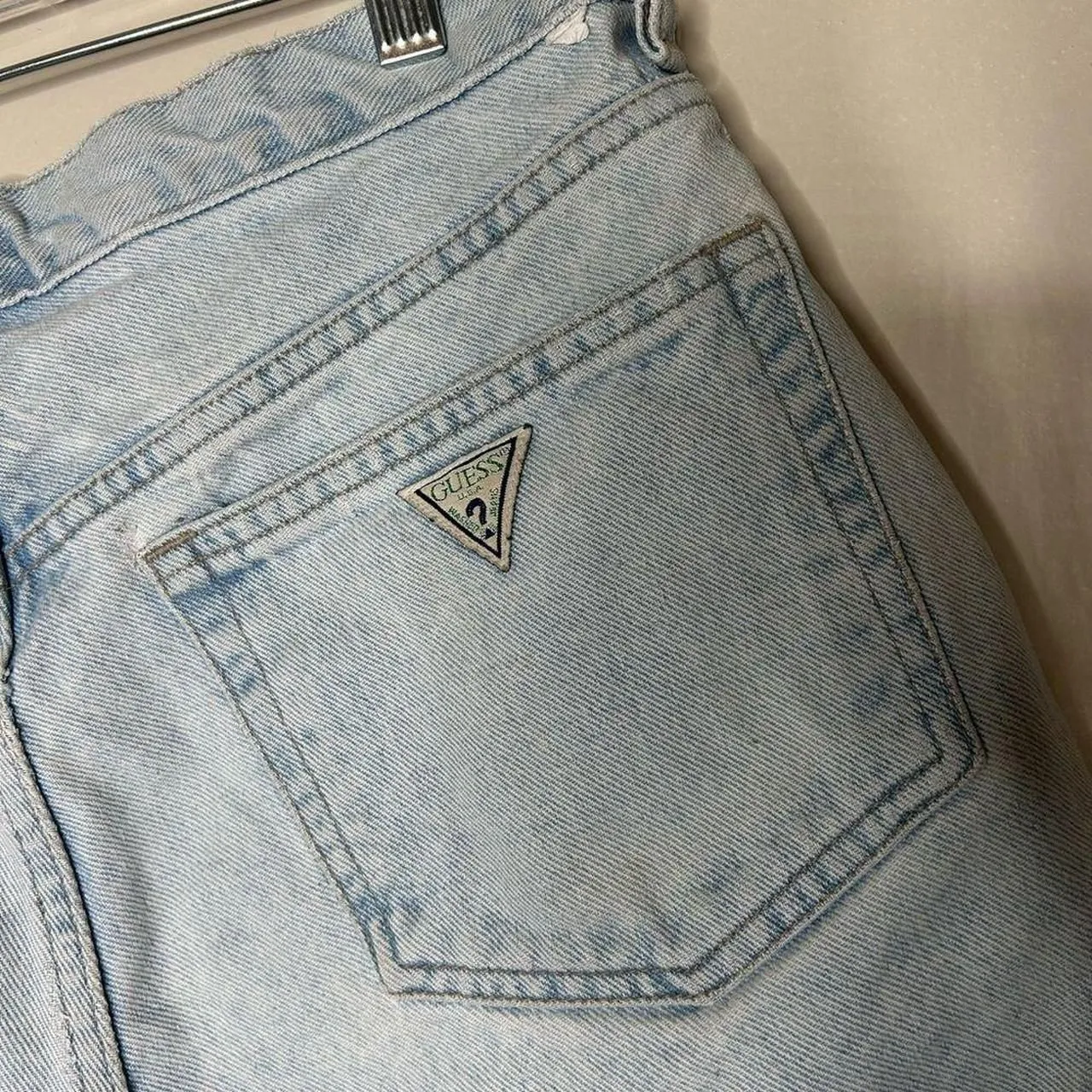 Vintage Guess light wash Blue Jean Shorts 33 100% cotton retro 90s 1990s - Image 8