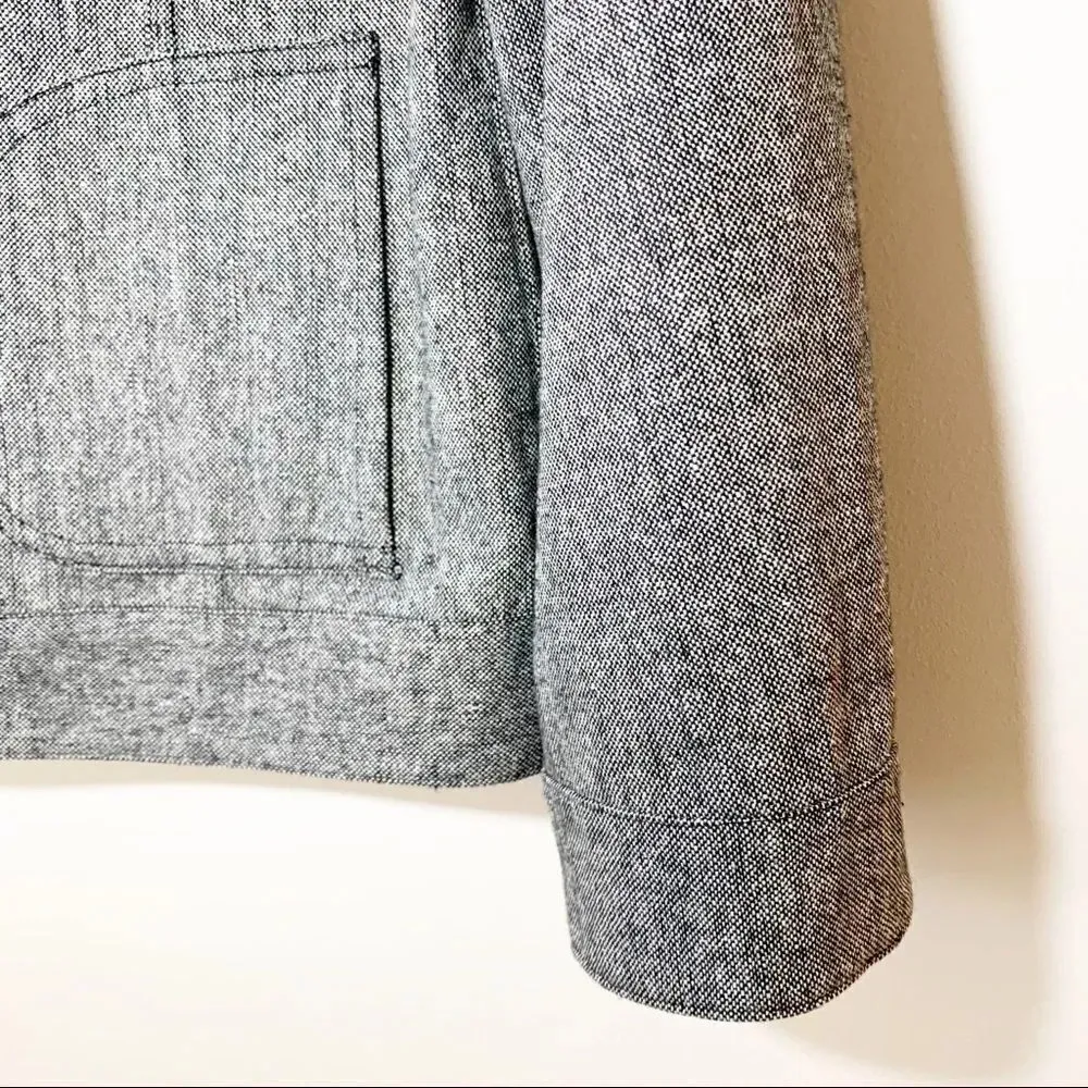 Chico’s 1 Reversible Zip Jacket Reptile Print Gray Herringbone Wool Blend Medium - Image 8