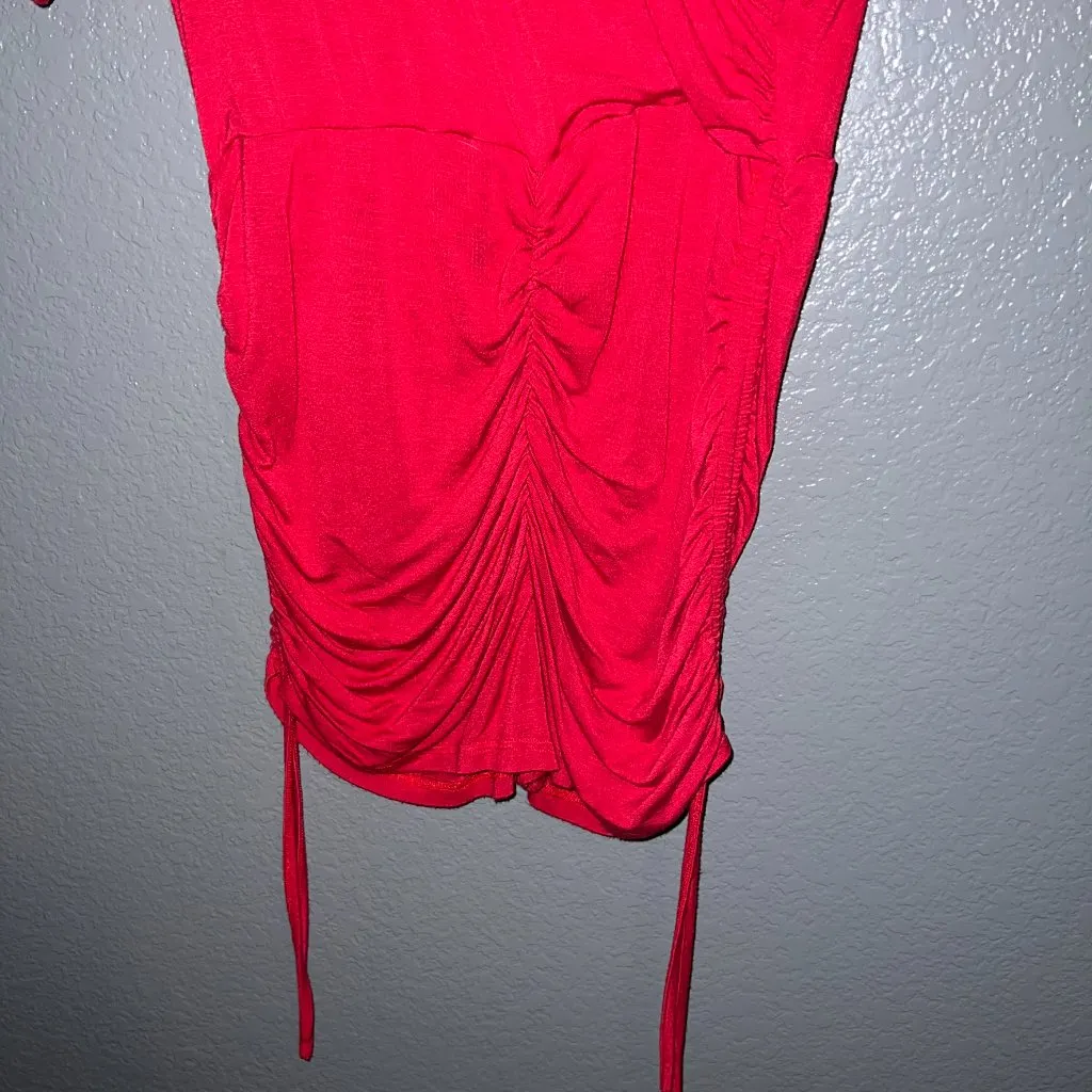 Red Hot! Ruched Romper with Adjustable Sides Size M - Image 3