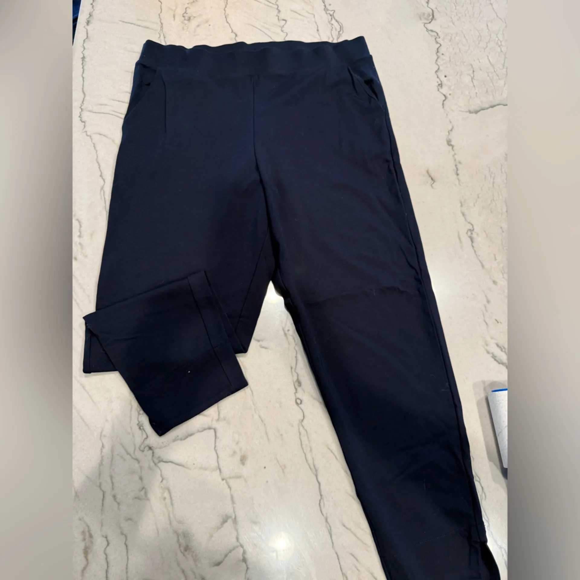 HUE Navy Blue Ponte Leggings Size 1X Pull-On Stretch Wide Waistband Plus - Image 2