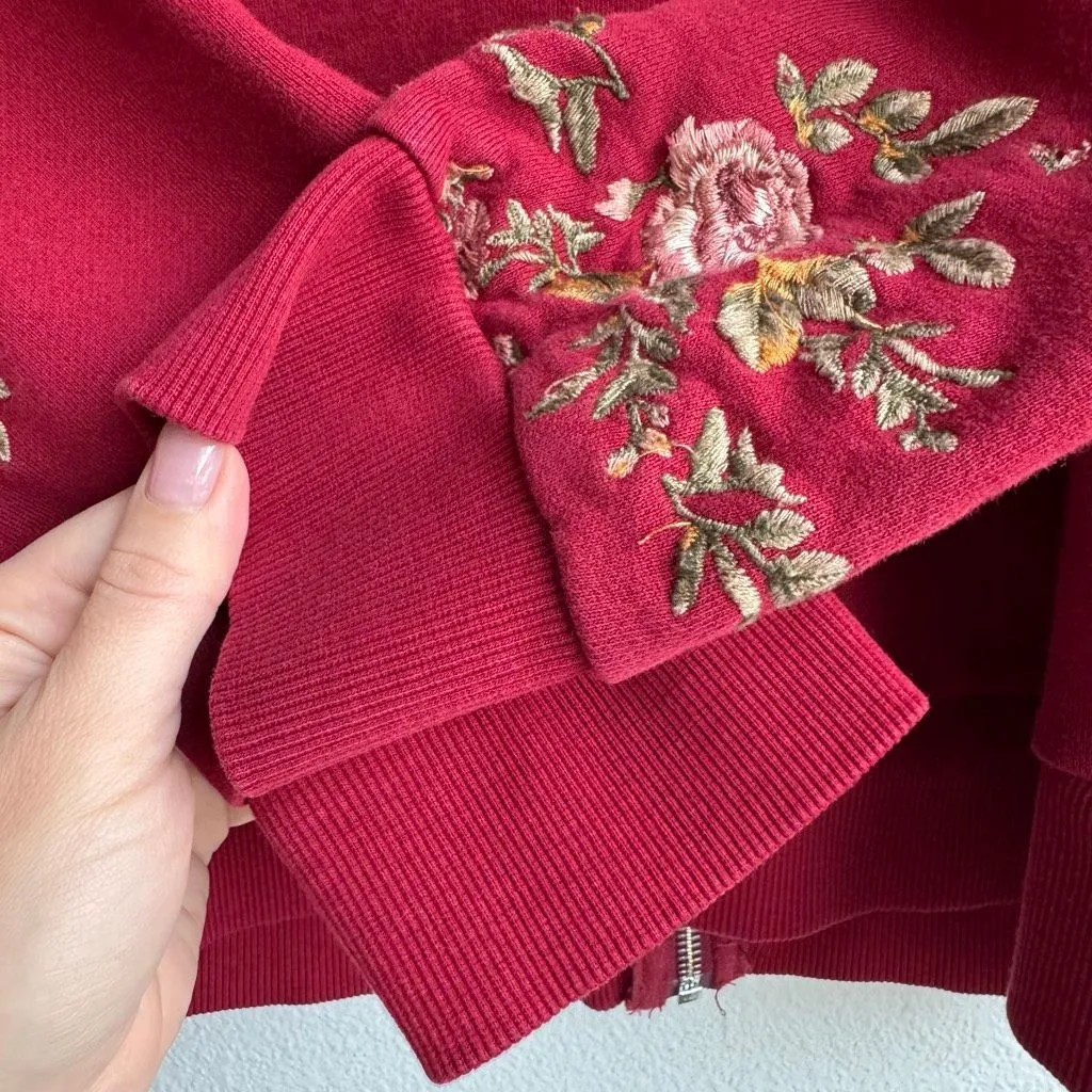 Sundance Driftwood Embroidered Red Emma Zip Up 100% Cotton Hoodie Size - Image 6