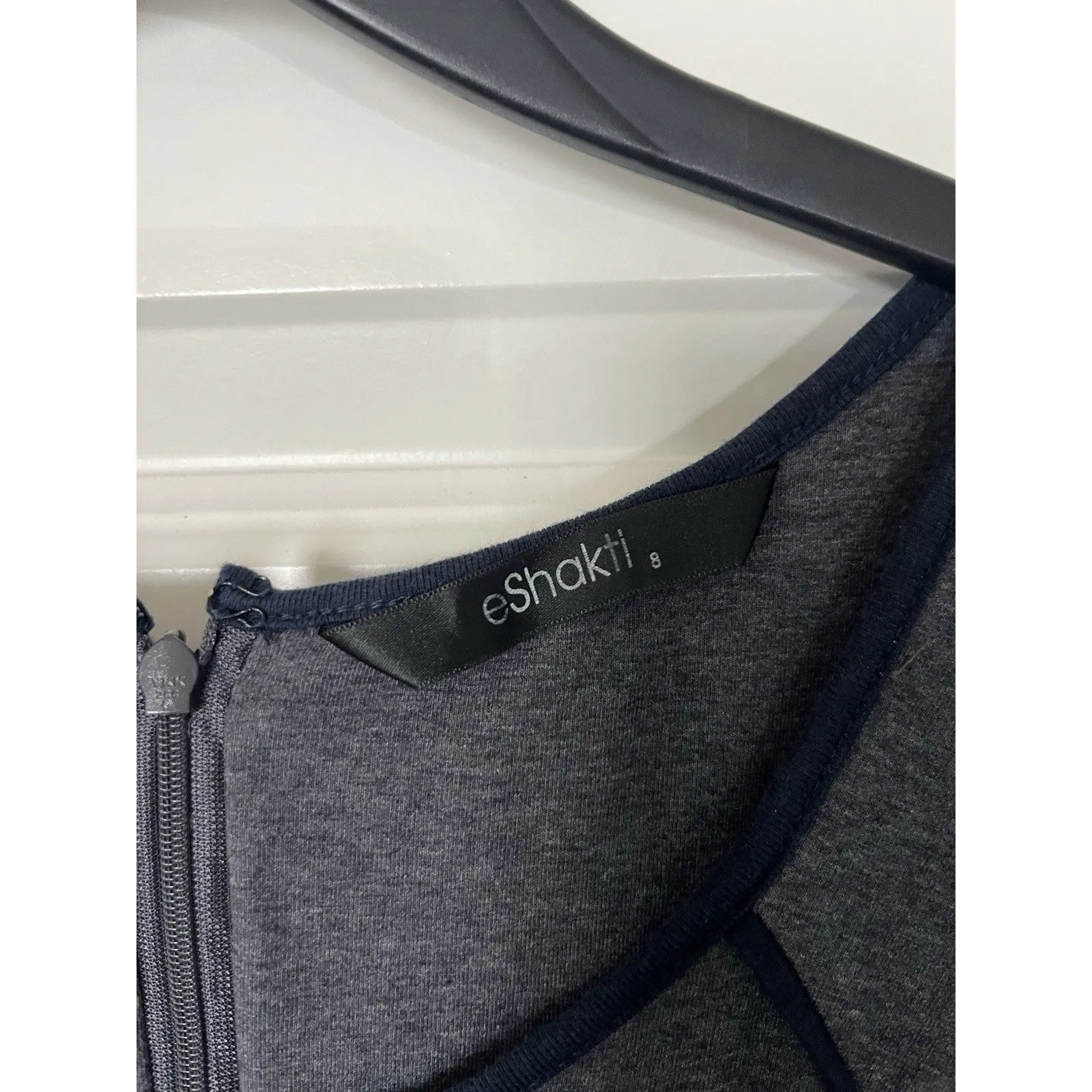 Eshakti Knit Dress Size 8 Gray Blue Fit & Flare Work Casual Basic - Image 6