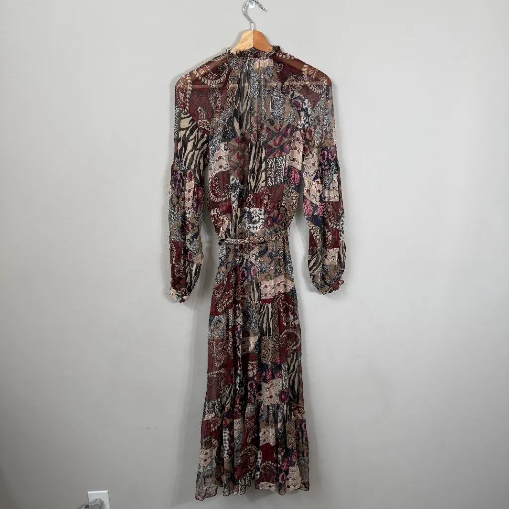 Veronica Beard Isra Multi-Print Silk Maxi Dress Women's 0 Paisley Tie Waist NWOT - Image 6