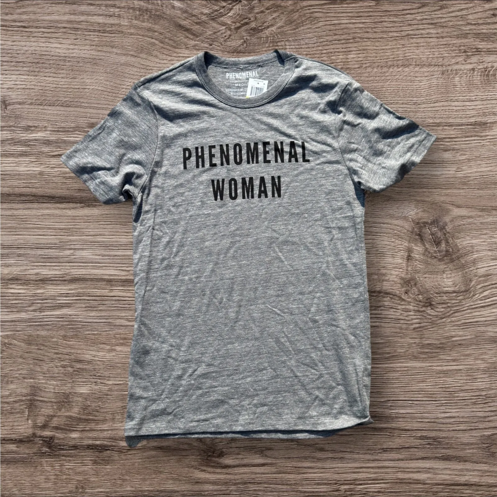 Phenomenal Woman Graphic T Shirt Grey Short Sleeve Top, Size S, NWT Gray - Image 2