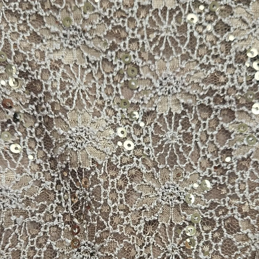 Alex Evenings Sequin Embroidered Lace Top Champagne Tan XL - Image 7