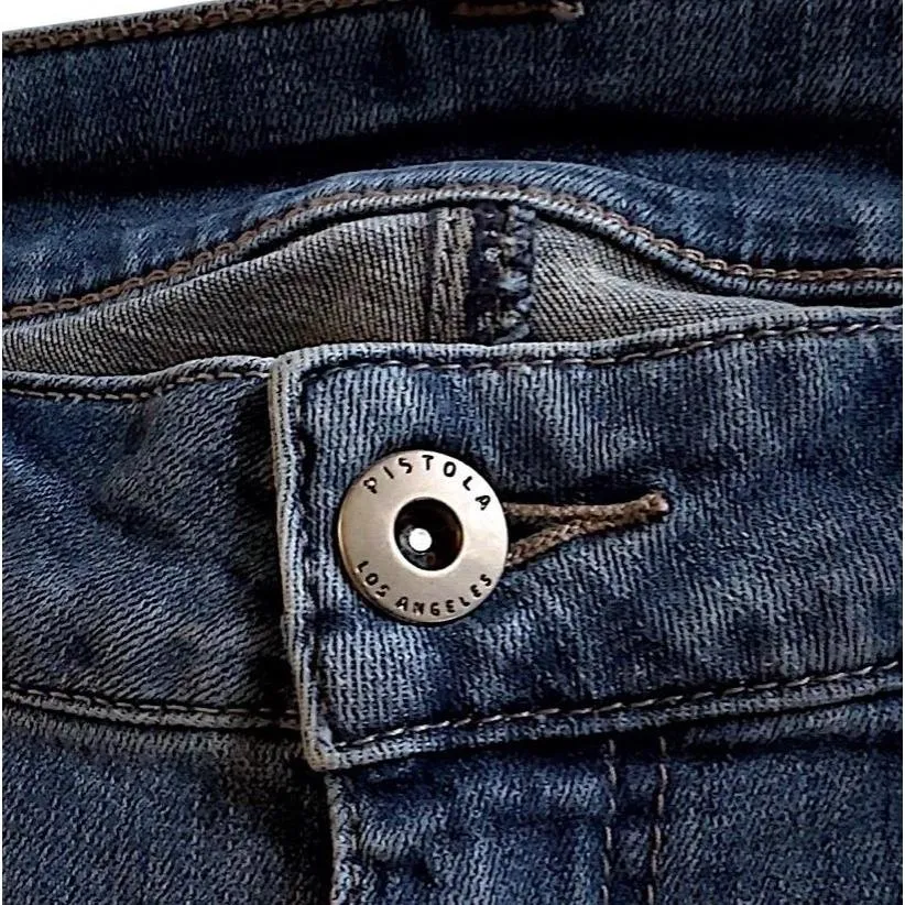 Pistola Women High-Rise Pintuck Skinny Jean Two-Tone Medium Wash Modern Chic - Image 4