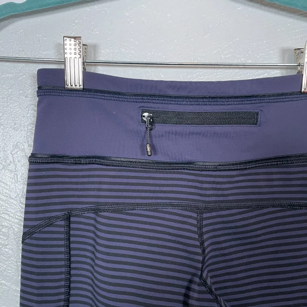 Lululemon Women 2 Pace Queen Tight Stripe Cadet Blue Black Athleisure Workout - Image 8