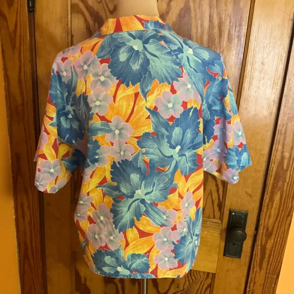 Vtg 80s bright Hawaiian shirt Size 14 - Image 11