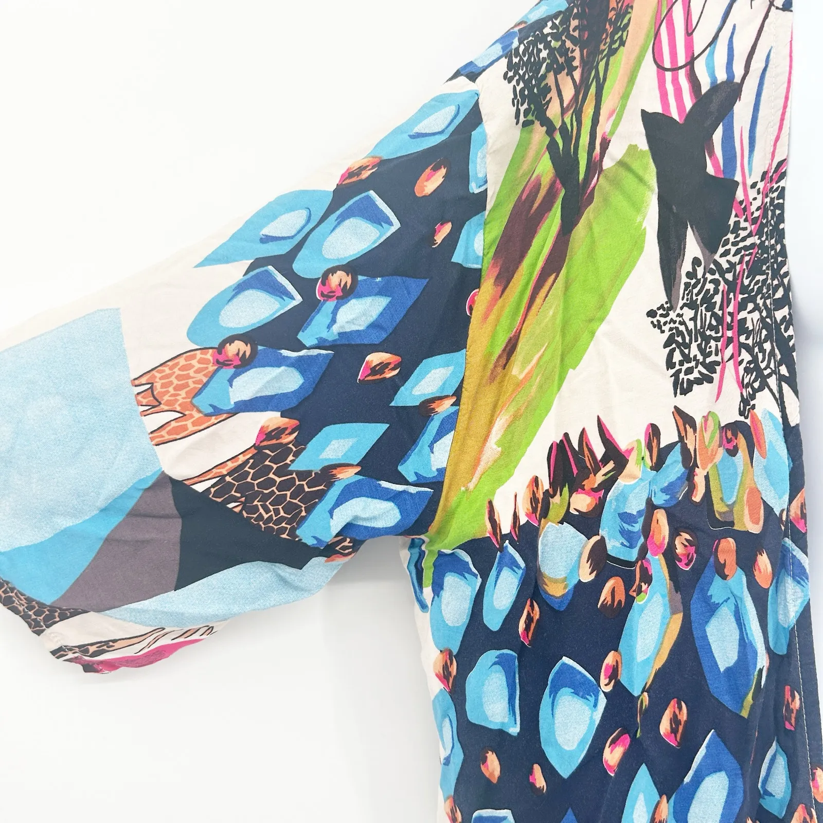 Womens Boho Hippie Beach Artsy Long Duster Kimono Cardigan‎ Kaftan Cover Up OS Blue Size undefined - Image 4