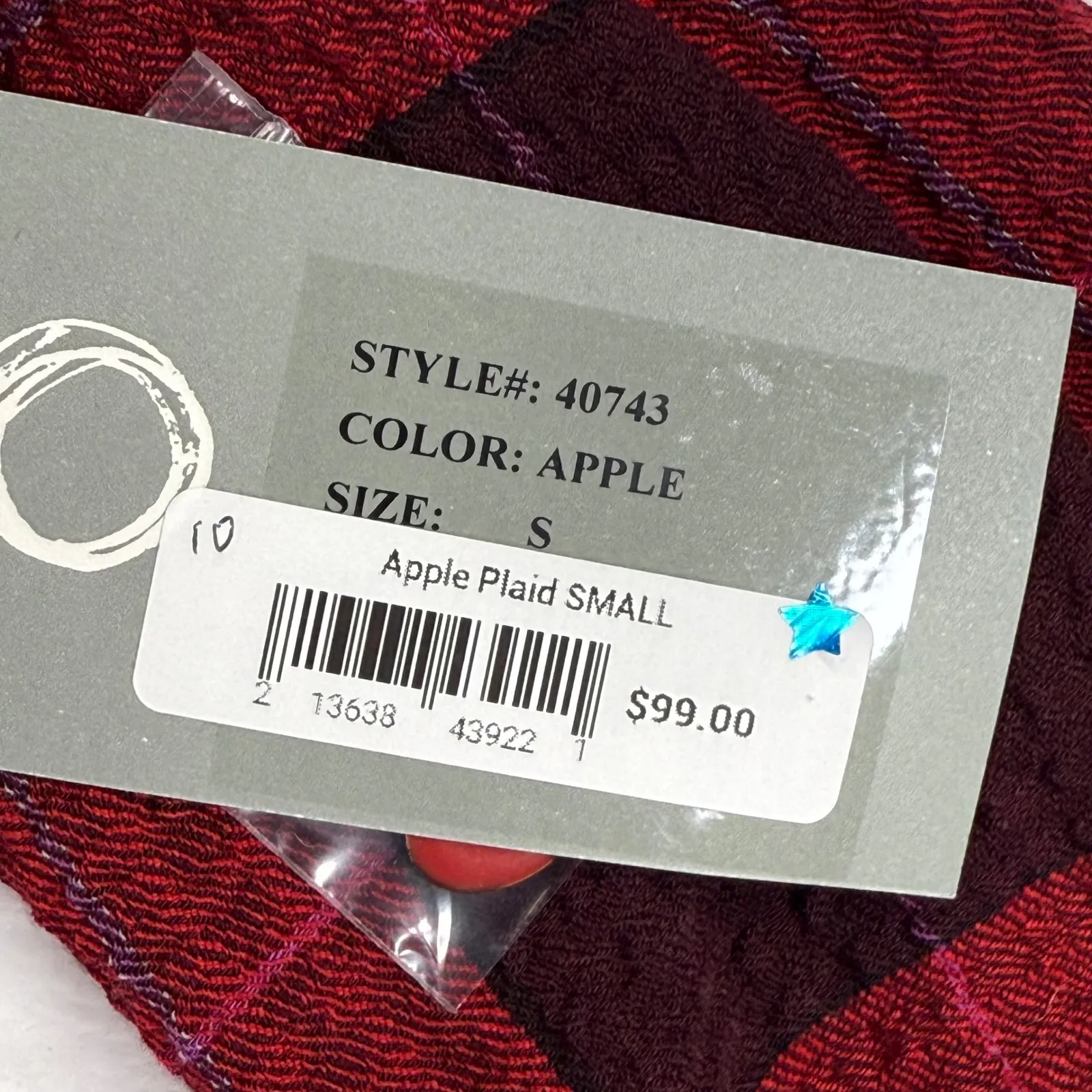 Habitat Button Down Tunic Top Womens Small‎ Apple Plaid Red 3/4 Sleeve Shirt - Image 5