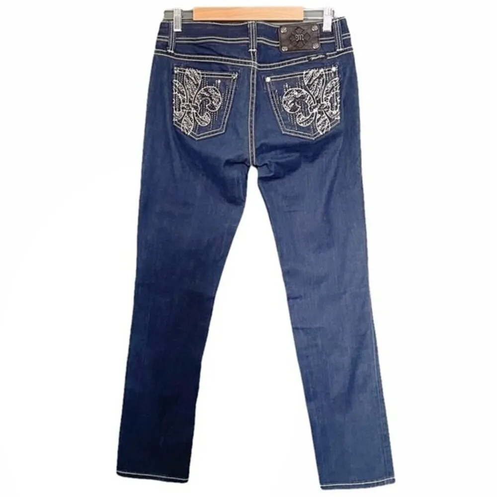 Miss Me Women's Easy Skinny Jeans Size 27 | 4 Dark Wash FDL Embellished Y2K Jean - Image 3