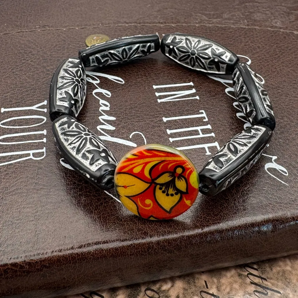 Handmade Vintage Beaded Bracelet w/ Double - Image 2