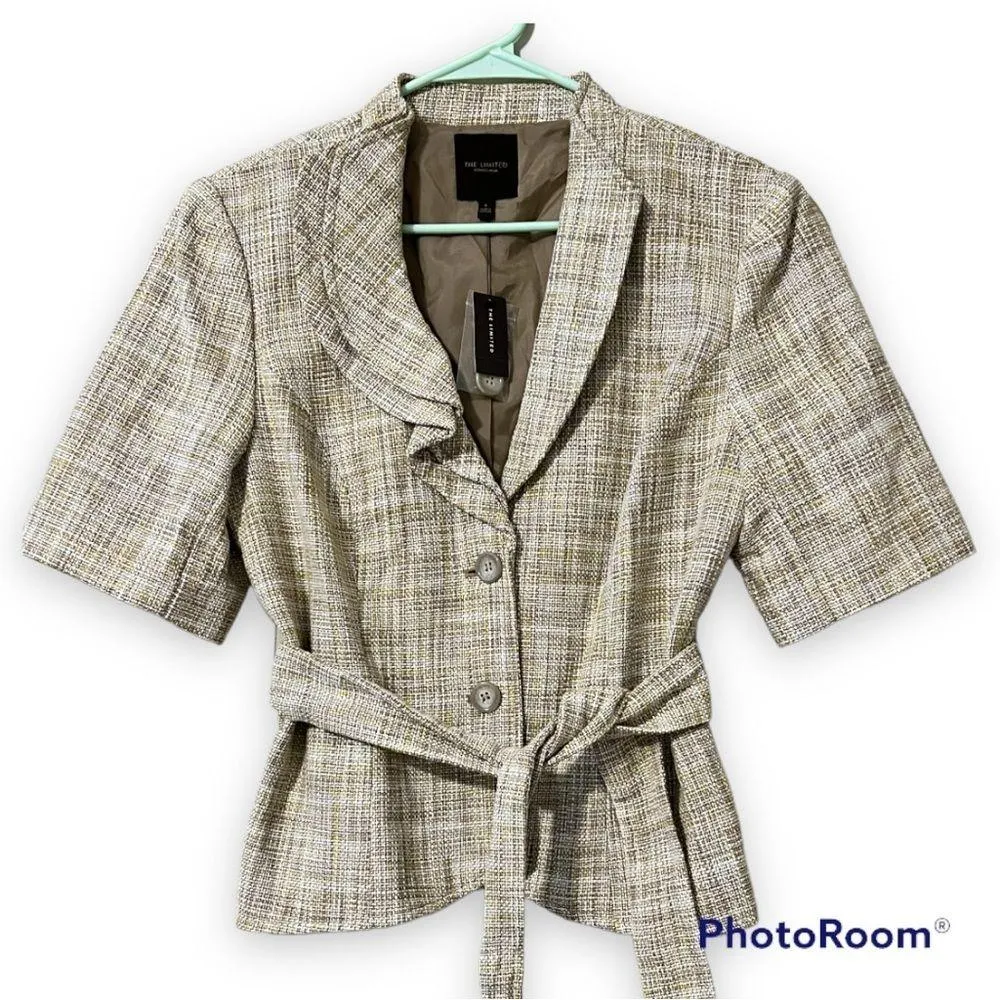 The Limited Collection large gold tan jacket textured with belt three buttons - Image 12