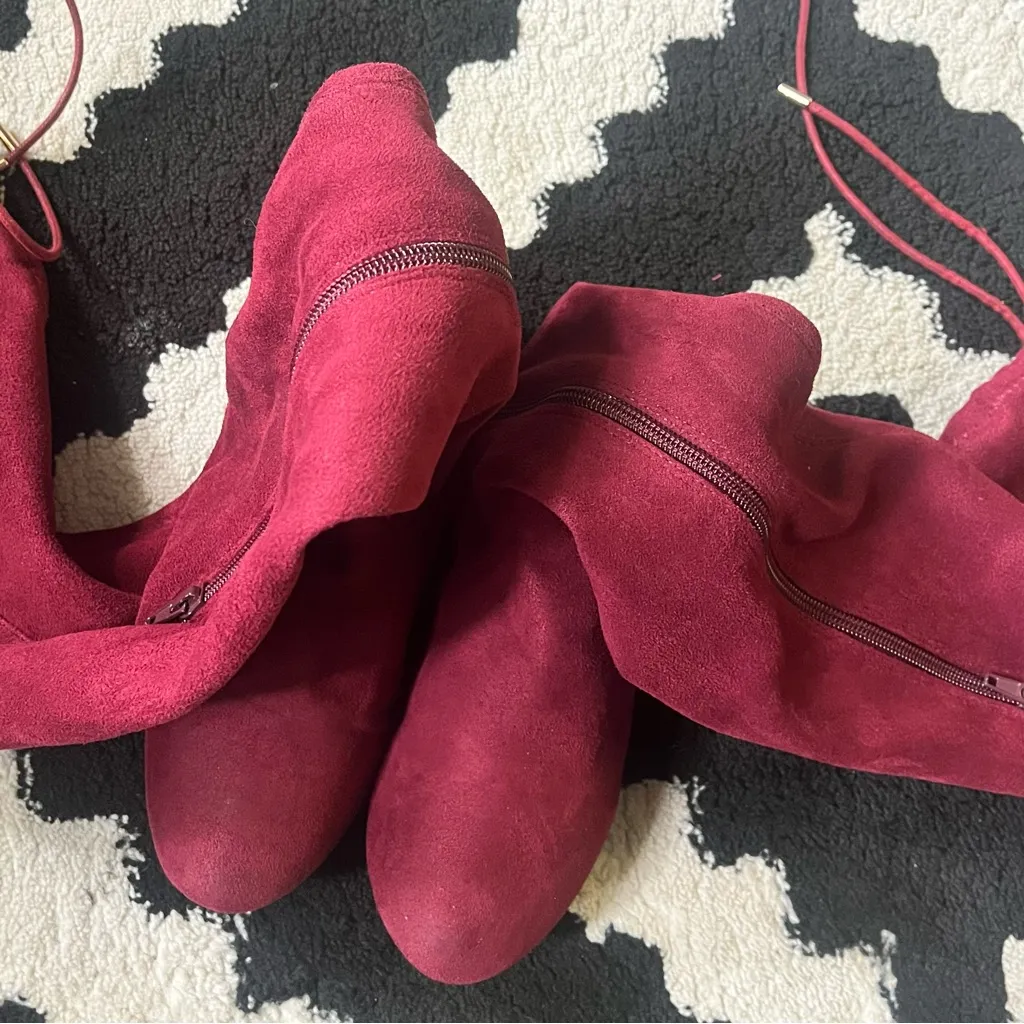 Nature Breeze Burgundy Over-the-Knee Boots - Image 7