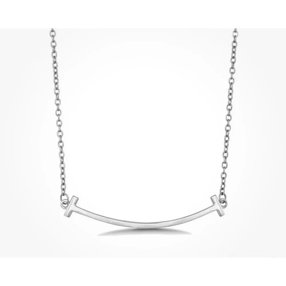 White Gold Filled Curve Bar Necklace NEW‎ - Image 3