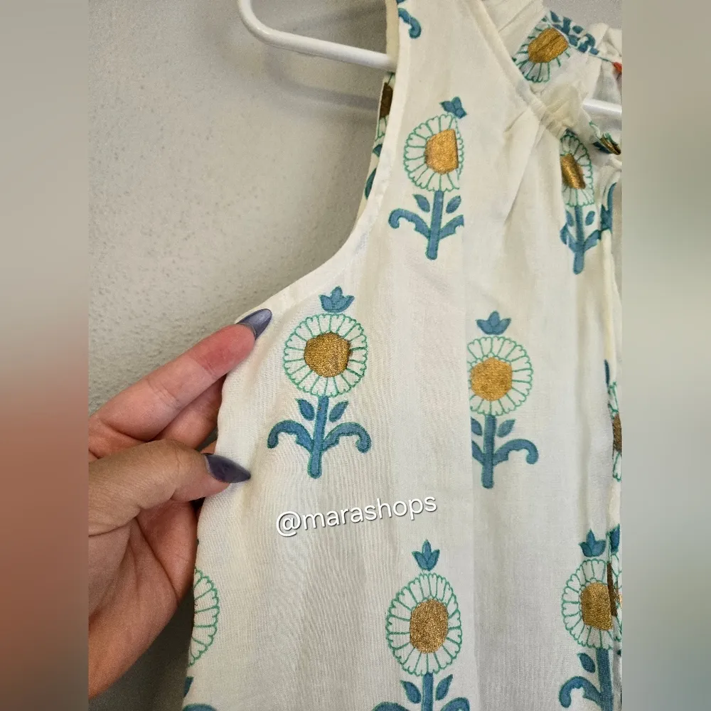 Oliphant Leela Blue Ruffle Hem Dress White Size XS - Image 5