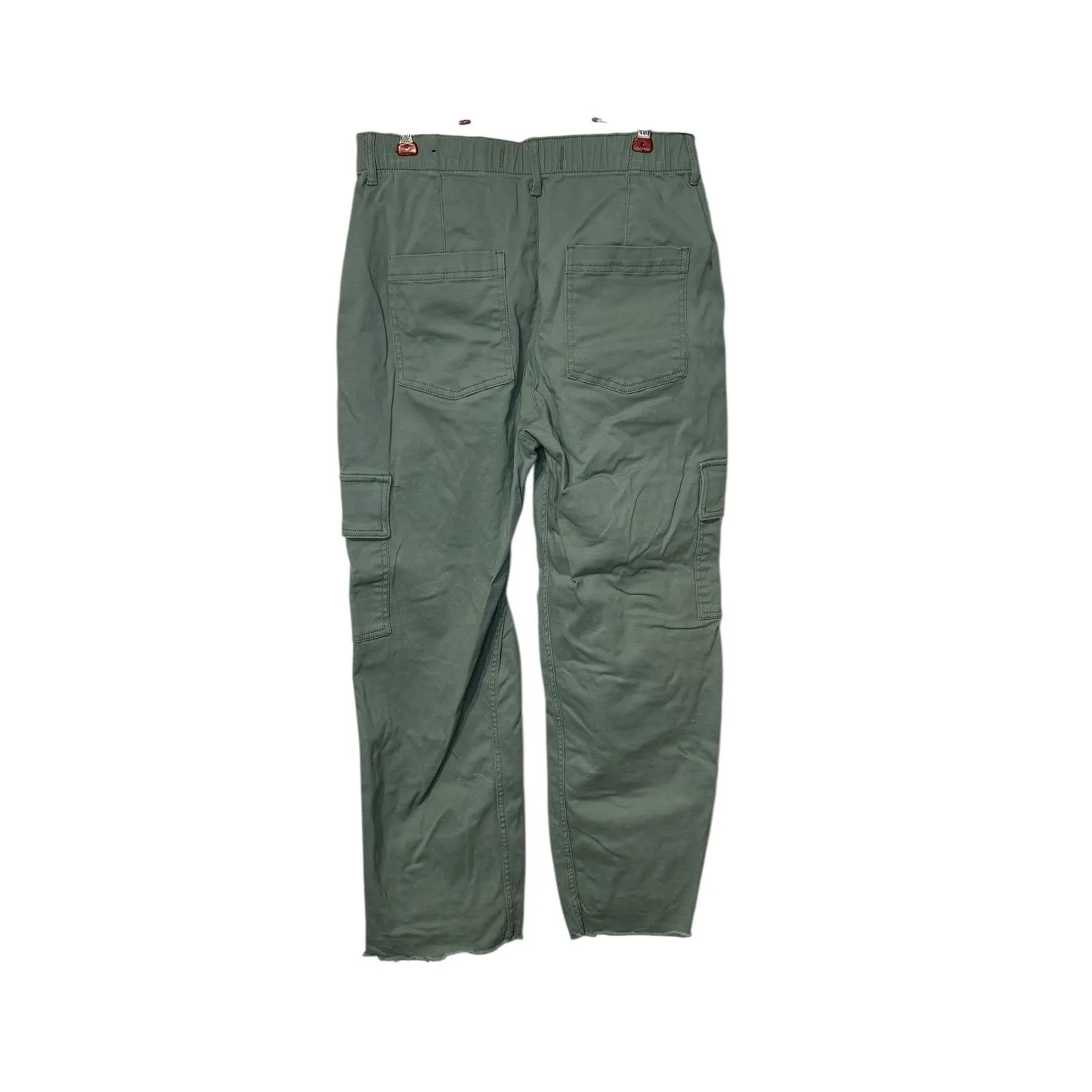 Hollister Women's Pants Ultra High-Rise Cargo Straight Leg Stretch Green Medium - Image 6